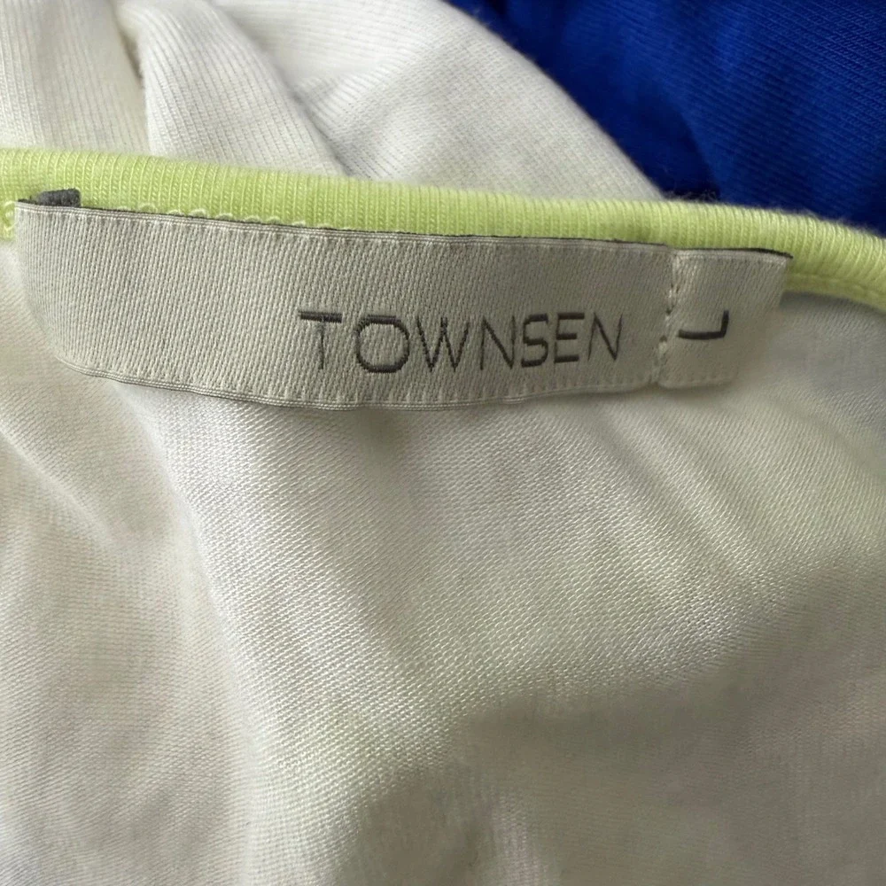 Townsen Womens Colorblock Maxi Dress Blue White Neon Yellow Racerback Large - Picture 8 of 9